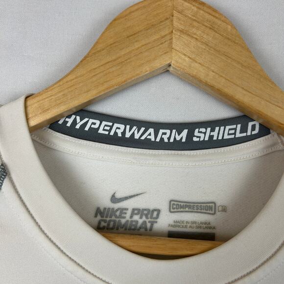 Nike Pro Combat Hyperwarm Shield Long Sleeve Compression Shirt White Size XL - Picture 5 of 12